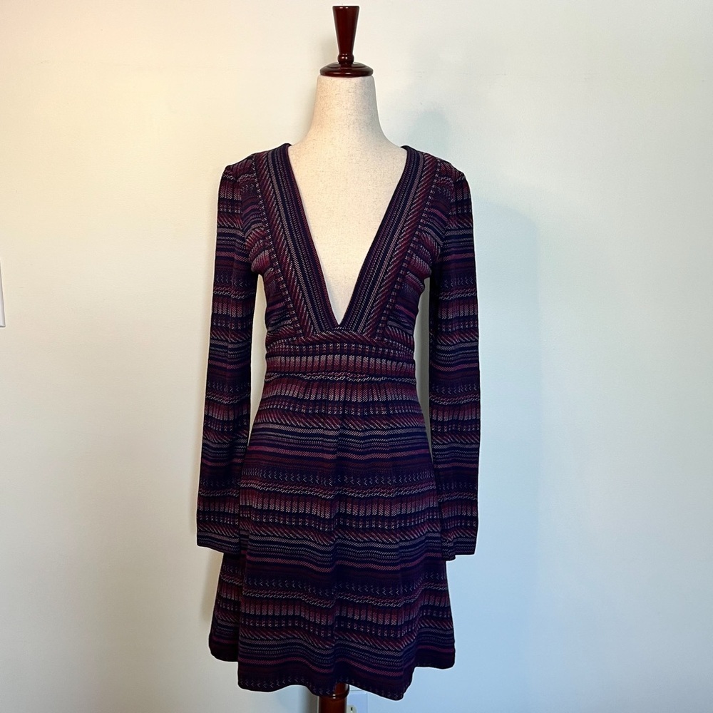Amanda Urichard Purple Chevron Knit Mini Dress